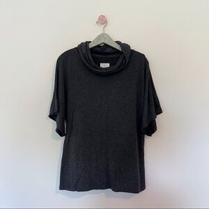Lou & Grey Cowl Neck Short Sleeve Top Dark Gray